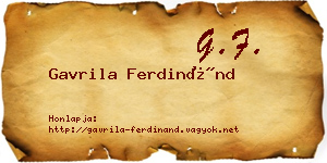 Gavrila Ferdinánd névjegykártya